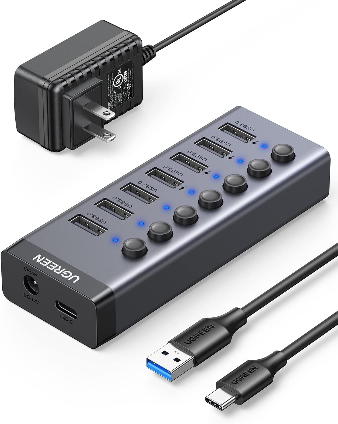 UGREEN CM481/90305 7PORT 3.0 (12V 2A POWER USB HUB – Computer Sales Inc