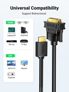 UGREEN HD106/30116 HDMI TO DVI (1M) CABLE-CABLE-Makotek Computers