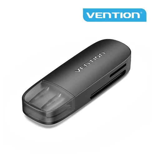 VENTION CLGB0 | BLACK | 2-IN-1 USB 3.0 CARD READER | SD + TF DUAL SLOT | READ/WRITE 2 CARDS SIMULTANEOUSLY | UP TO 5GBPS DATA TRANSFER | NICKEL-PLATED USB CONNECTOR | ABS + PC SHELL | PLUG-AND-PLAY | 6 MONTHS WARRANTY OTHERS |