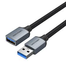 VENTION CBLHH | 2M | GRAY | USB 3.0 | USB-A MALE TO USB-A FEMALE  | 5GBPS | ALUMINUM ALLOY | PVC AND COTTON BRAIDED |  6 MONTHS WARRANTY CABLE