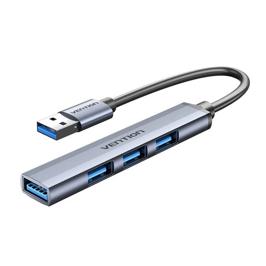 VENTION CKOHB | 0.15M | 4 IN 1 USB HUB | GRAY | USB 3.0 / USB 2.0 X 3 | NICKEL PLATED | 4 PORTS FOR EXPANSION | STANDARD 5GBPS TRANSFER SPEED | 6 MONTHS WARRANTY ADAPTER