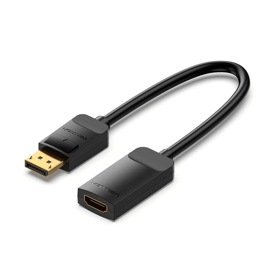 VENTION HBZBB | BLACK 0.15M | DISPLAYPORT MALE TO HDMI FEMALE | GOLD-PLATED | 4K@60HZ | 6 MONTHS WARRANTY CABLE