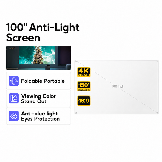WANBO ANTI LIGHT SCREEN 100 INCH (NO STAND) HD VIVID COLOR  PROJECTOR SCREEN NO WARRANTY