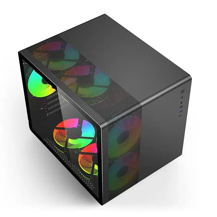 YGT V300 BLACK M-ATX DUAL CHAMBER GAMING CHASSIS-PC CASE-Makotek Computers