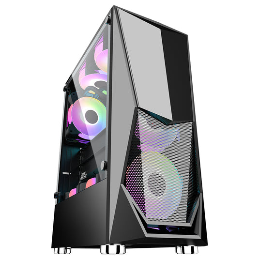 1ST PLAYER  BLACK | DK-3 | ATX / M-ATX | STRIKING FRONT PANEL DESIGN | MIDDLE TOWER | FRONT PANEL: METAL MESH | LEFT PANEL: TEMPERED GLASS | 380*190*447MM | 6 MONTHS WARRANTY PC CASE