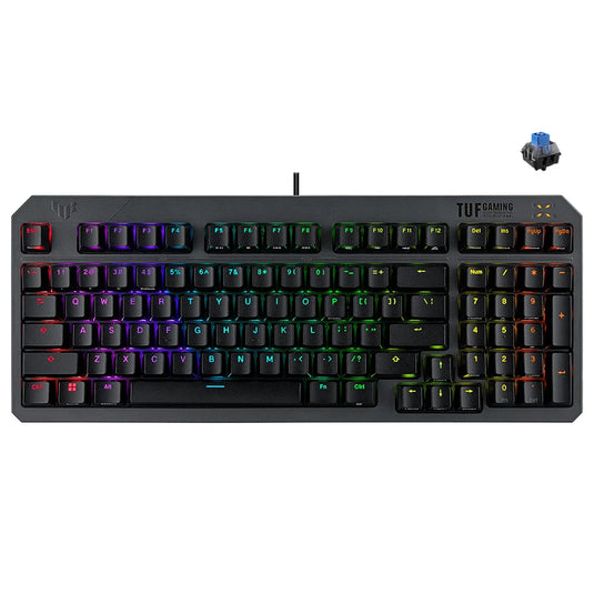 ASUS RA07 TUF GAMING K3 GEN II | BLACK | BLUE SWITCH | WIRED | 97-KEY LAYOUT | OPTICAL MECHANICAL RGB SWITCHES | SILICONE GASKET MOUNT | DETACHABLE TOP PLATE | IP57 WATERPROOFING | RGB LIGHTING AND AURA SYNC | 6 MONTHS WARRANTY KEYBOARD