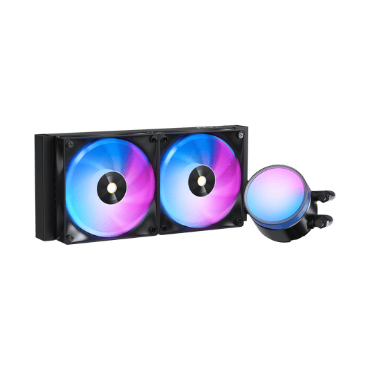 OCYPUS DELTA L24 ARGB V2 | BLACK | AIO LIQUID CPU COOLER | 240MM RADIATOR | 280W TDP | DUAL FAN | 120 X 120 X 25MM DIMENSION | ARGB PUMP LED + ARGB FAN LED | CONNECTOR: 4-PIN PWM | LGA 115X / 1200 / 1700 / 1851 | AM4 / AM5 | 6 MONTHS WARRANTY CPU COOLER