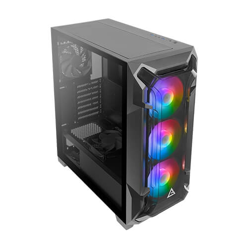 ANTEC DF600 FLUX BLACK | MID-TOWER | ATX / MICRO-ATX / ITX | TEMPERED GLASS PANEL | FRONT/TOP/BOTTOM/RIGHT HAND SIDE DUST FILTER | 3 BUILT-IN 120MM ARGB FANS + 2 BUILT IN 120MM IN REAR AND REVERSE FANS | 6 MONTHS WARRANTY PC CASE