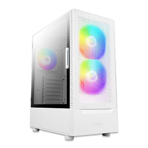 ANTEC NX410 WHITE | MID-TOWER | ATX / MICRO-ATX / ITX | TEMPERED GLASS SIDE PANEL | SPCC / ABS MATERIAL | TOP/BOTTOM DUST FILTER | 2 BUILT-IN 140MM ARGB FANS IN FRONT AND 1 BUILT-IN ARGB FAN IN REAR | 6 MONTHS WARRANTY PC CASE