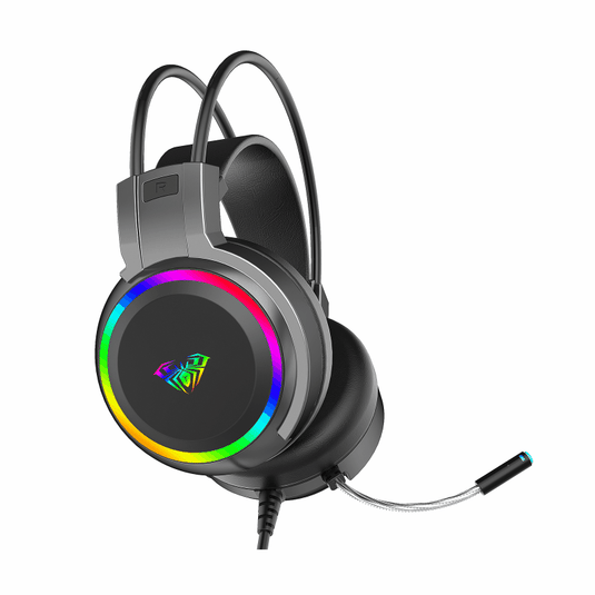 AULA S608 BLACK | WIRED | 20HZ-2KHZ | DUAL 3.5MM + USB (RGB LIGHTING) | ADJUSTABLE ERGONOMIC HEADBAND | BUILT-IN INTEGRATED GAMING MICROPHONE | 50MM SPEAKER DIAMETER | 6 MONTHS WARRANTY HEADSET
