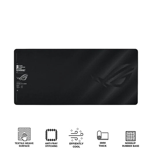 ASUS NC20 ROG SHEATH II XXL | BLACK | EXTENDED MOUSEPAD | 900 X 400 X 3MM | ANTI-FRAY STITCHING AND NARROW STITCHED EDGES | EFFICIENTLY COOL | 3MM THICK | NONSLIP RUBBER BASE | 6 MONTHS WARRANTY MOUSEPAD