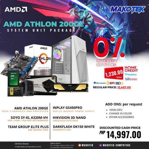 AMD ATHLON 200GE SYSTEM UNIT PACKAGE-PC PACKAGE-Makotek Computers