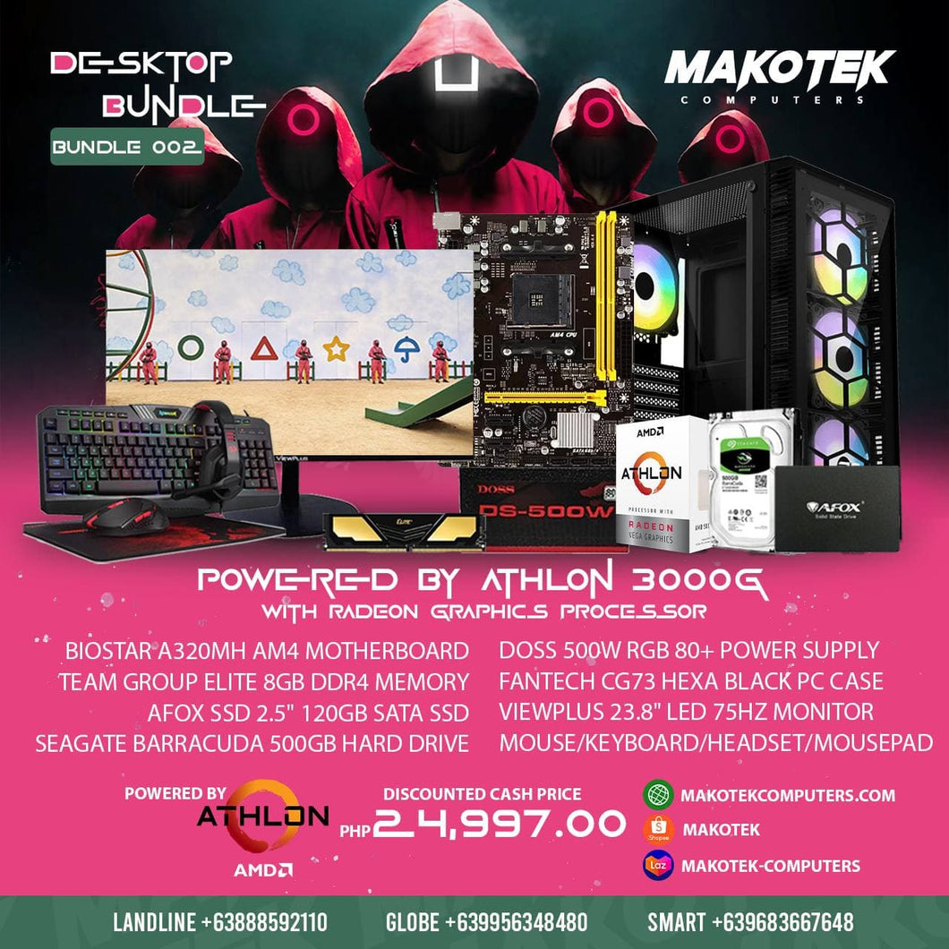 AMD ATHLON 3000G SERIES DESKTOP BUNDLE (NEW PACKAGE)-PC PACKAGE-Makotek Computers