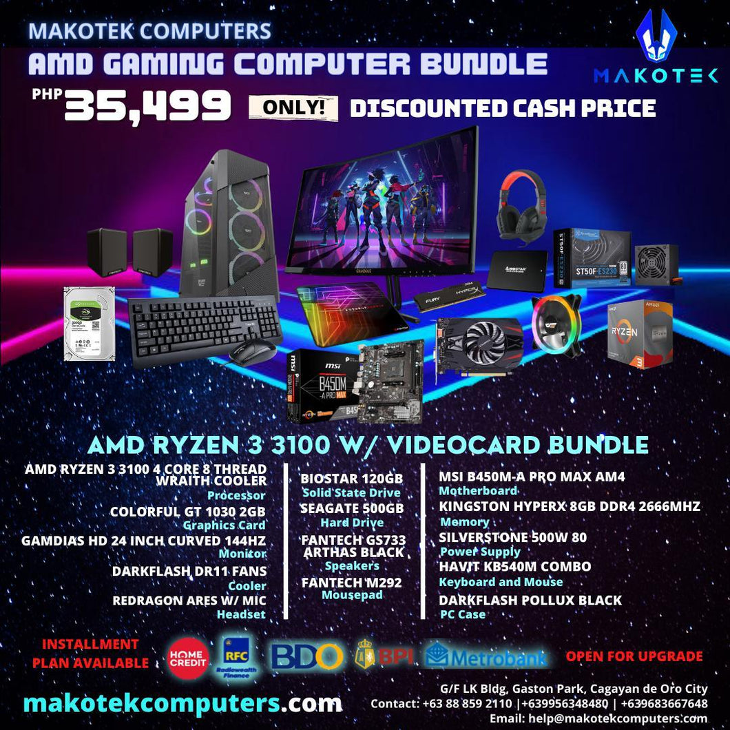 AMD RYZEN 3 3100 GAMING COMPUTER BUNDLE (PC PACKAGE)-PC PACKAGE-Makotek Computers
