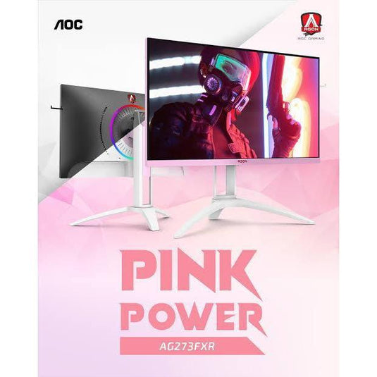 AOC AGON AG273FXR 27N PINK IPS 144HZ FREESYNC 1080P SPT SWIVEL PIVOT TILT ADJ MONITOR-MONITOR-Makotek Computers