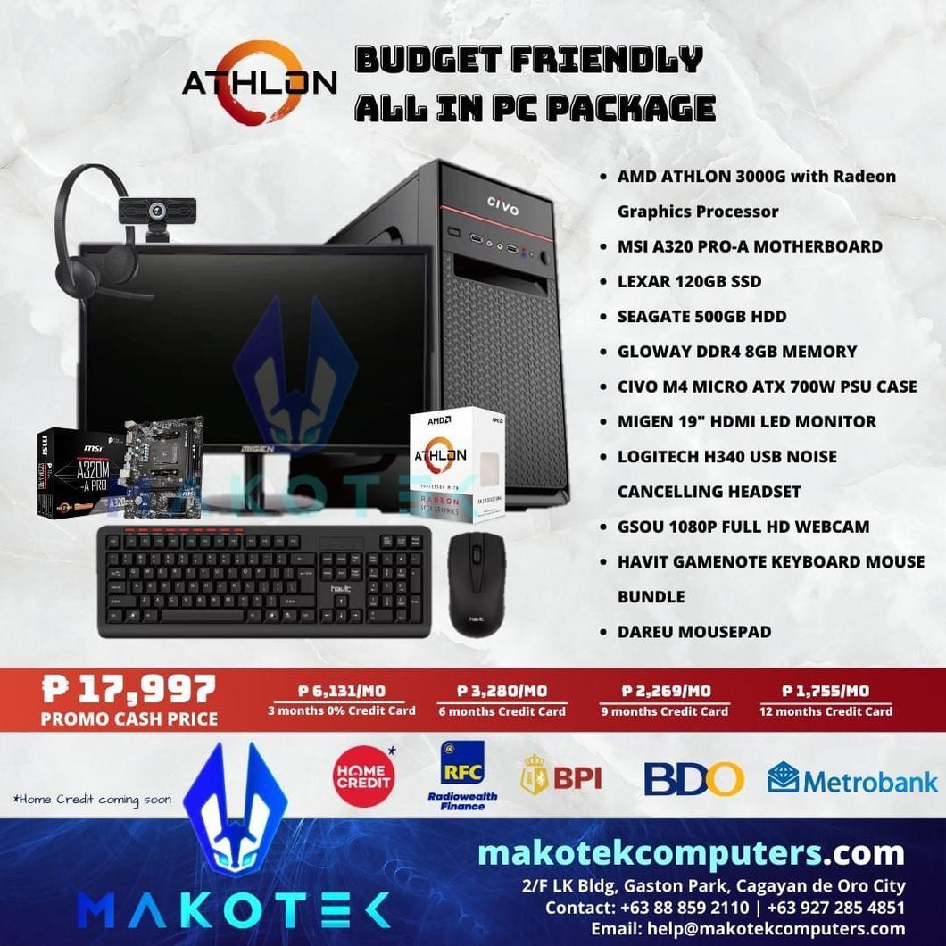 BUDGET FRIENDLY ALL IN PC PACKAGE (PM US FOR PACKAGE UPDATE)-Build Package-Makotek Computers