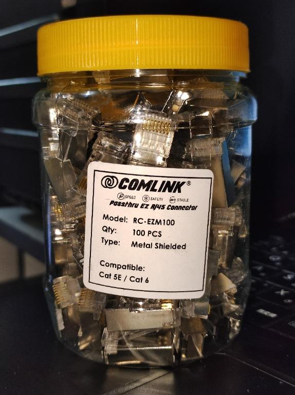 COMLINK RC-EZM100 PASSTHRU EZ RJ45 CONNECTOR | METAL SHIELDED PER BOX RJ45-RJ 45-Makotek Computers