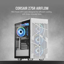 Load image into Gallery viewer, CORSAIR 275R CS-CC-9011182-WW AIRFLOW TEMPERED GLASS MID TOWER GAMING CASE WHITE PC CASE-PC CASE-Makotek Computers
