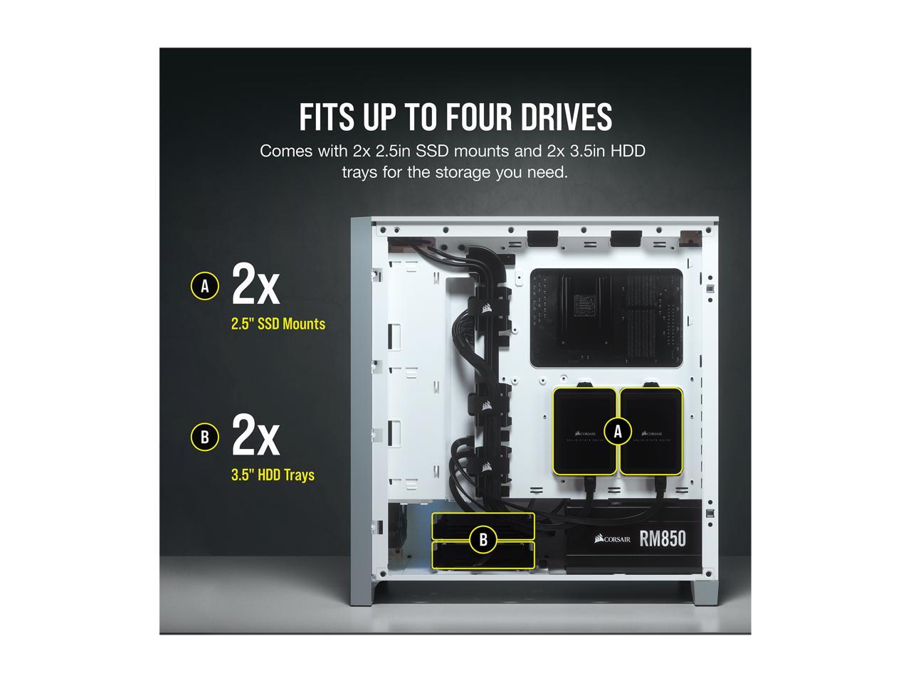 CORSAIR CS-CC-9011201-WW 4000D AIRFLOW TEMPERED GLASS MID TOWER WHITE PC CASE-PC CASE-Makotek Computers