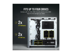 CORSAIR CS-CC-9011201-WW 4000D AIRFLOW TEMPERED GLASS MID TOWER WHITE PC CASE-PC CASE-Makotek Computers