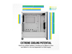 CORSAIR CS-CC-9011201-WW 4000D AIRFLOW TEMPERED GLASS MID TOWER WHITE PC CASE-PC CASE-Makotek Computers