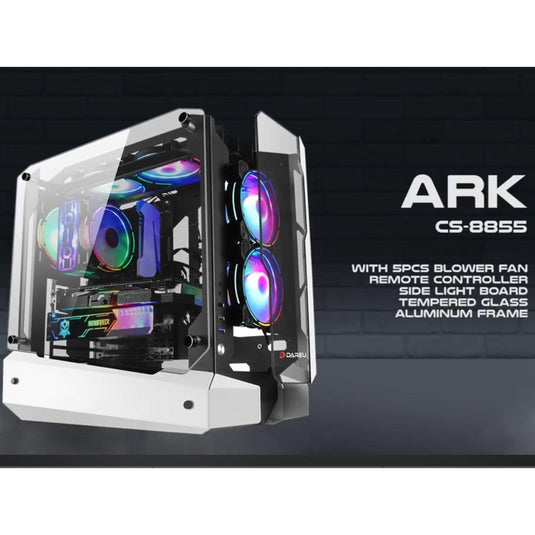 DAREU ARK CS-8855 GAMING CASE WHITE-PC CASE-Makotek Computers