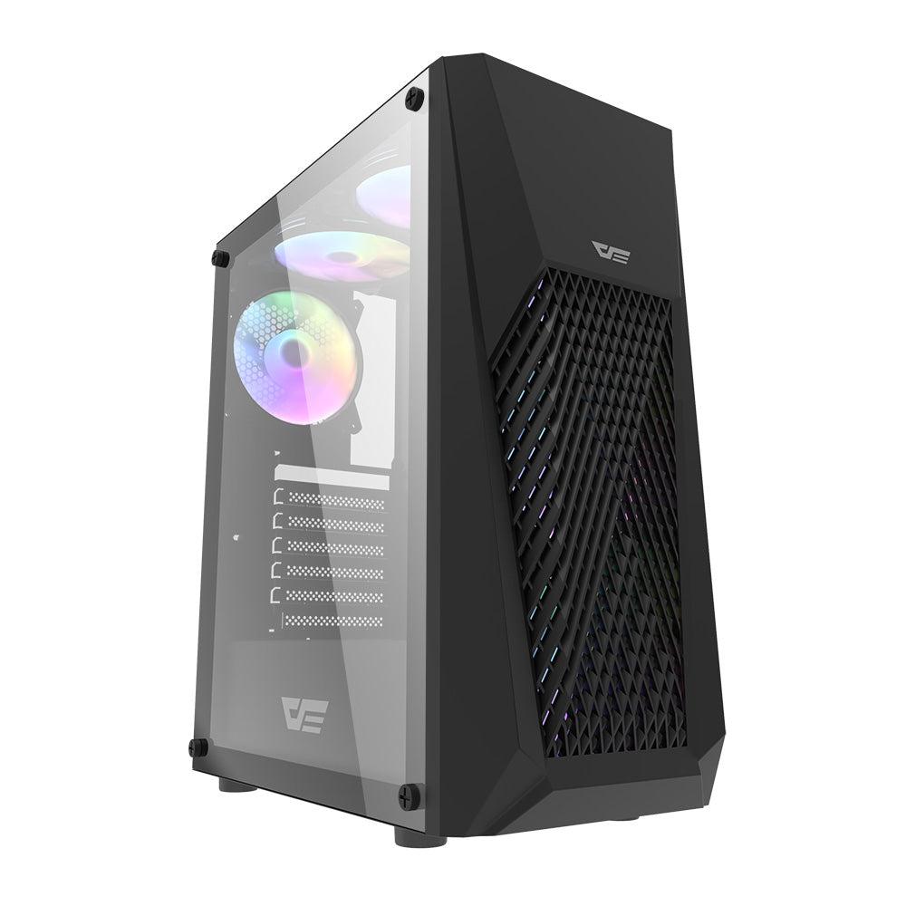 DARKFLASH DK150 BLACK WITH 3PCS RAINBOW FAN PC CASE-PC CASE-Makotek Computers
