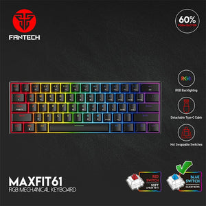 FANTECH MK857 MAXFIT61 61KEYS RGB (60% FORM FACTOR) KEYBOARD-KEYBOARD-Makotek Computers