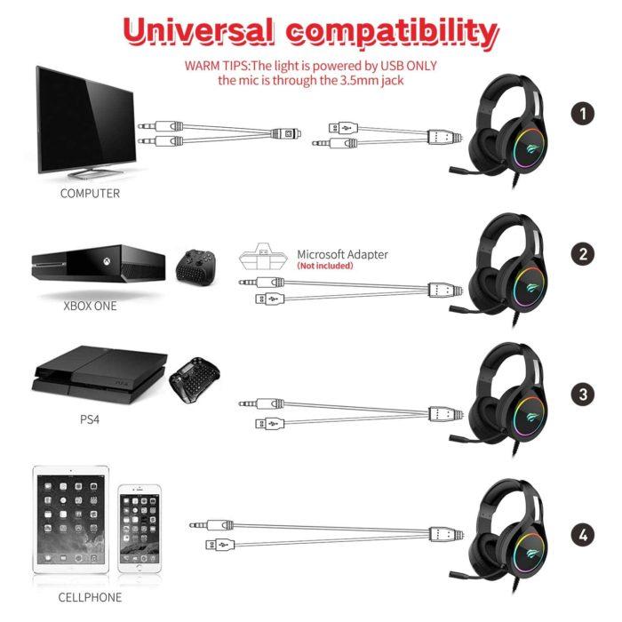 HAVIT GAMENOTE HV-H2232D RGB HEADSET-Headset-Makotek Computers