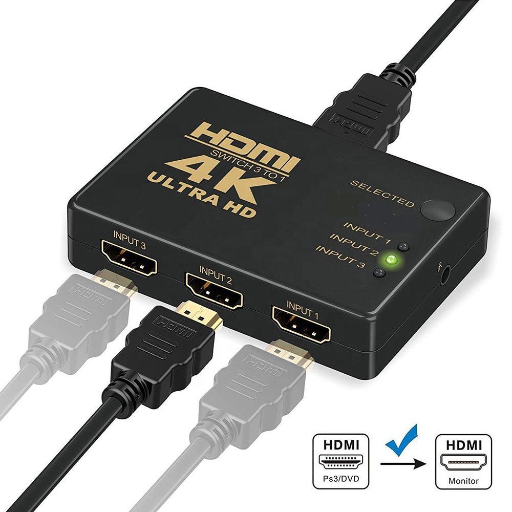 HDMI SWITCH 4K HIGH SPEED HDMI SPLITTER 3IN1 OUT ULTRA HD HDMI SWITCHER WITH REMOTE CONTROLLER FOR DVD PS3 PC PROJECTOR ADAPTER-ADAPTER-Makotek Computers