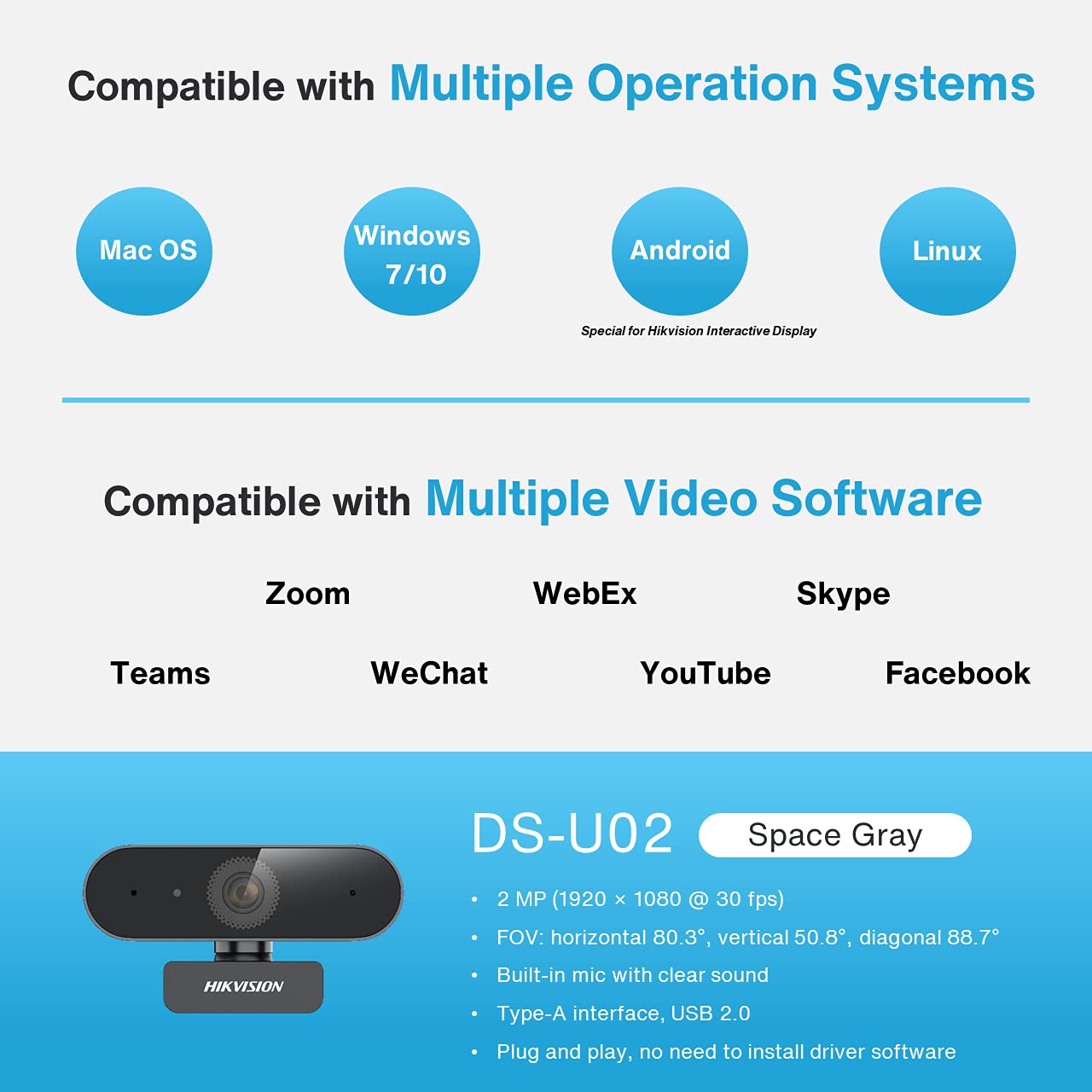 HIKVISION DS-U02 | 2MP WEBCAM-WEBCAM-Makotek Computers