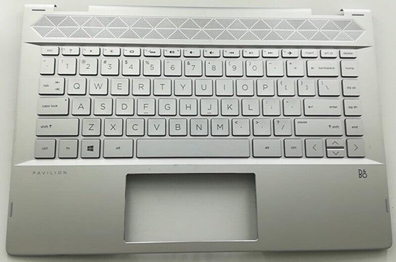 HP LAPTOP KEYBOARD PALMREST CASE COVER FOR HP PAVILION X360 14-CD 14T-CD 14M-CD TPN-W131 PALMREST&KEYBOARD SILVER WITH BACKLIGHT LAPTOP KEYBOARD-LAPTOP KEYBOARD-Makotek Computers