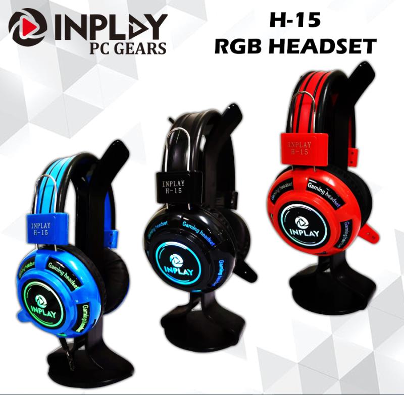 INPLAY H15 BLACK/BLUE/RED HEADSET-HEADSET-Makotek Computers