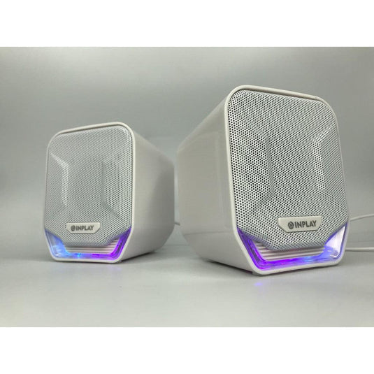 INPLAY MS003 MOBILE GAMING AND MUSIC WHITE USB SPEAKER-Makotek Computers