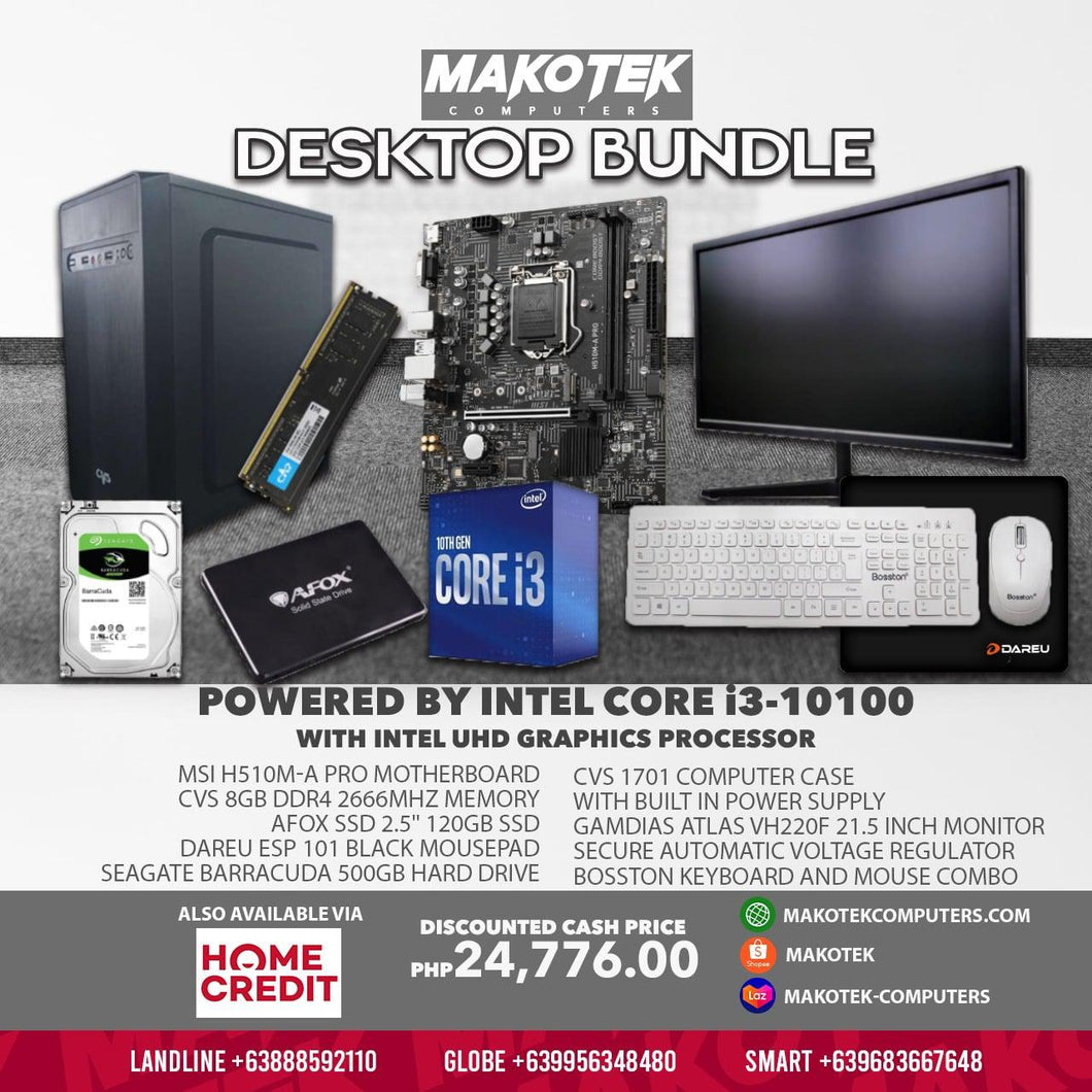 INTEL CORE i3-10100 DESKTOP PC BUNDLE PACKAGE-Makotek Computers