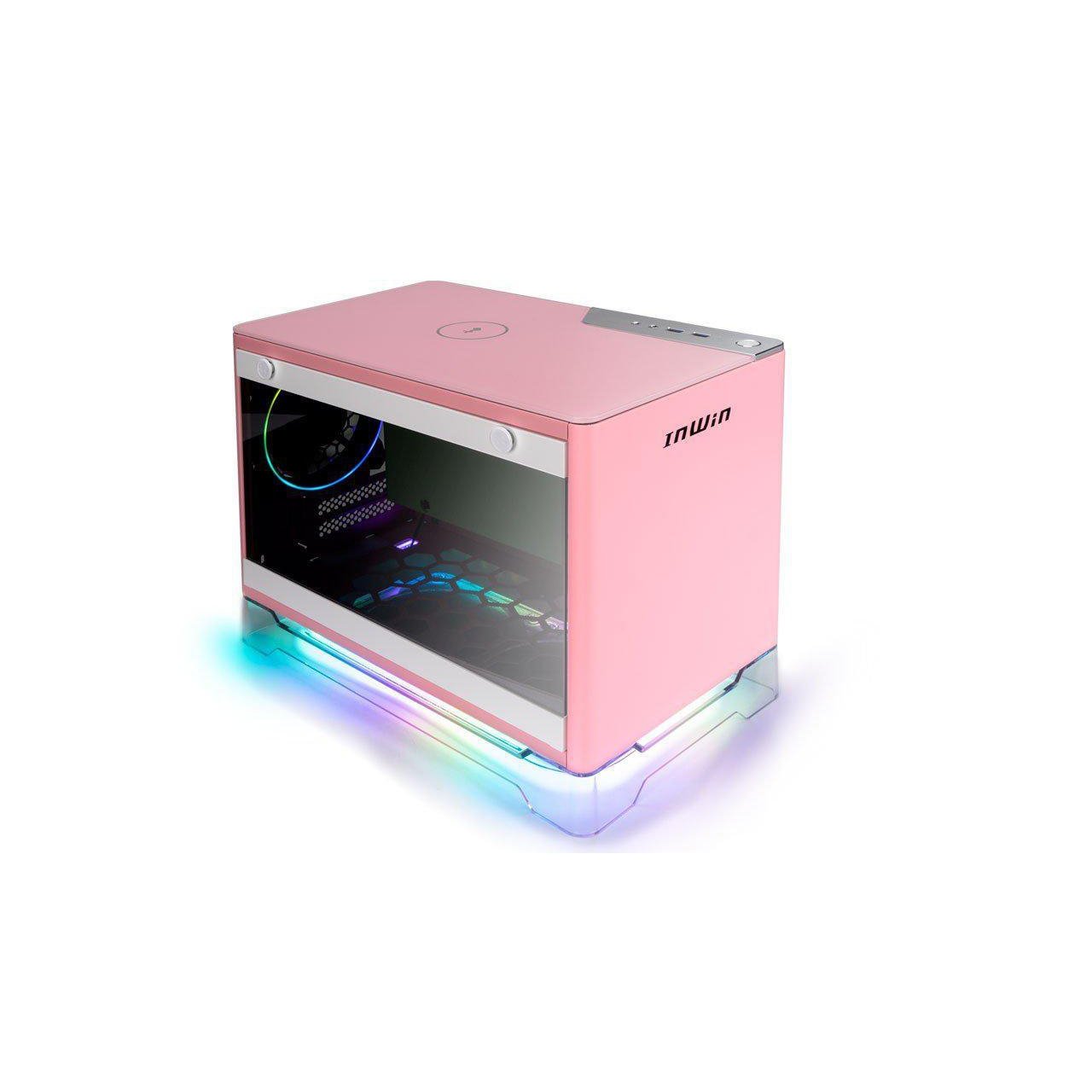 INWIN A1 PLUS MINI ITX w/ PSU, WIRELESS CHARGING PINK PC CASE-PC CASE-Makotek Computers