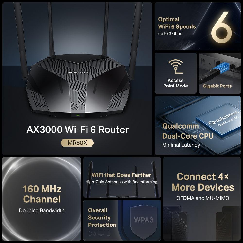 MERCUSYS MR80X | AX3000 DUAL-BAND WI-FI 6 ROUTER-ROUTER-Makotek Computers