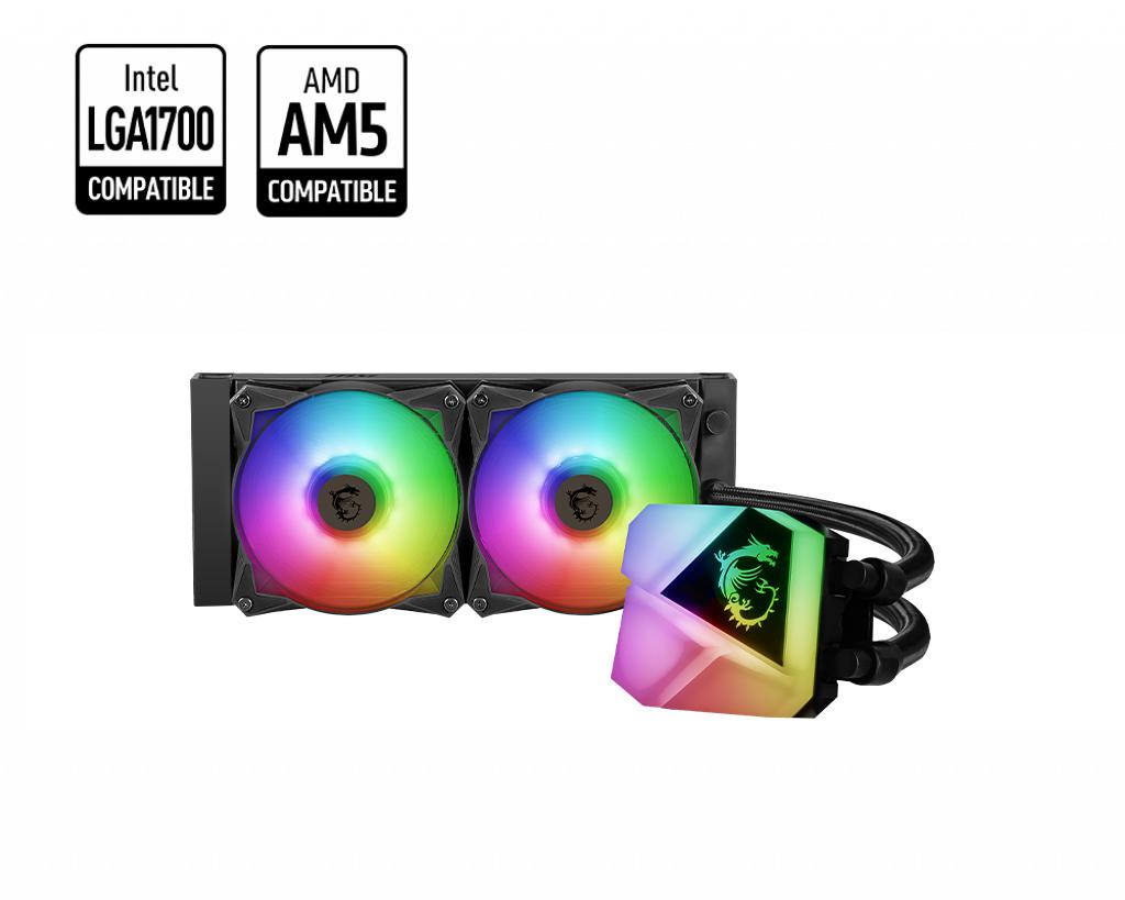 MSI MAG CORELIQUID C240 | 240MM RADIATOR | LGA 1700 READY | DUAL 120MM ARGB PWM FANS | AIO ARGB CPU LIQUID COOLER-COOLER-Makotek Computers