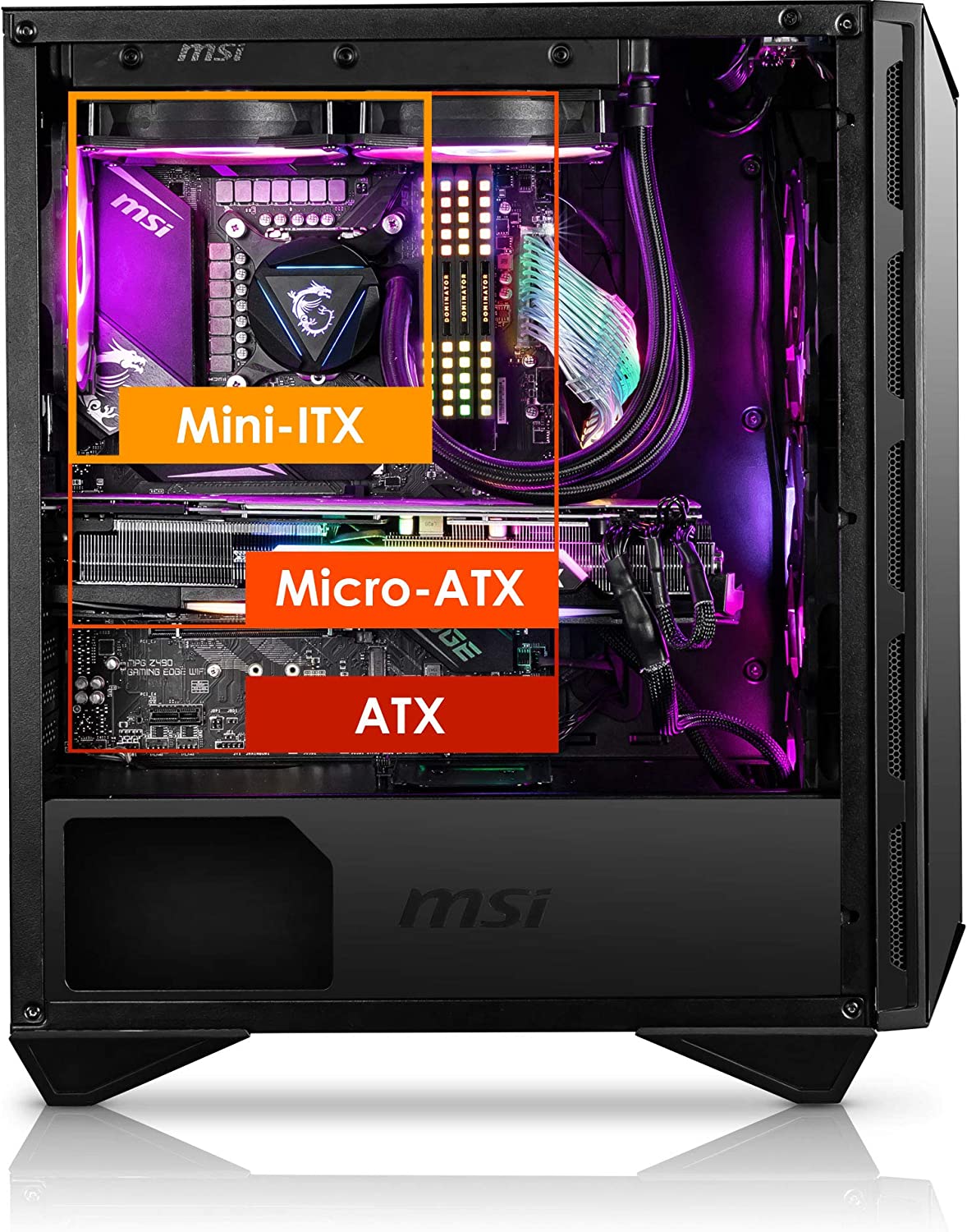MSI MPG GUNGNIR 110R EVA E-PROJECT BLACK ABS PLASTIC / SPCC STEEL / TEMPERED GLASS ATX MID TOWER PC CASE-PC CASE-Makotek Computers