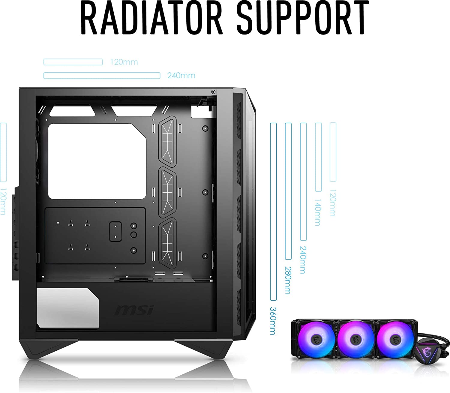 MSI MPG GUNGNIR 110R EVA E-PROJECT BLACK ABS PLASTIC / SPCC STEEL / TEMPERED GLASS ATX MID TOWER PC CASE-PC CASE-Makotek Computers