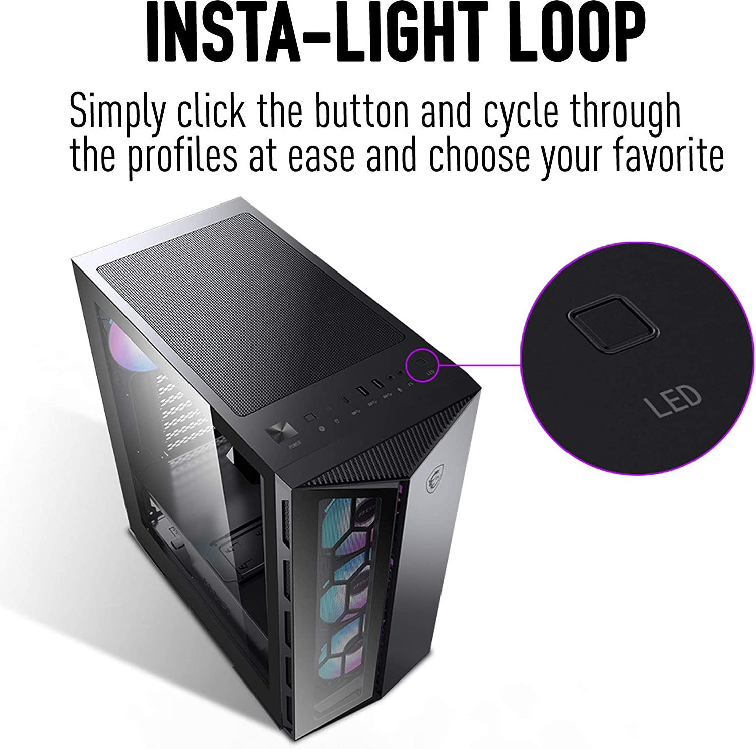 MSI MPG GUNGNIR 110R EVA E-PROJECT BLACK ABS PLASTIC / SPCC STEEL / TEMPERED GLASS ATX MID TOWER PC CASE-PC CASE-Makotek Computers