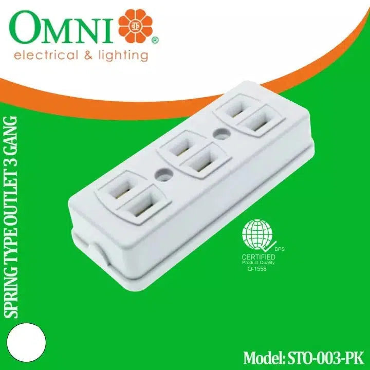 OMNI STO-003 SPRING TYPE 3 GANG OUTLET-PISONET ACCESSORIES-Makotek Computers