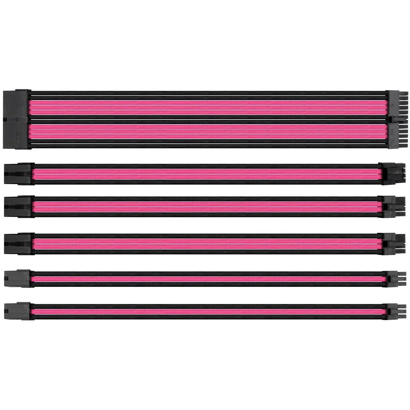 PC CABLE EXTENSION SLEEVES ORDINARY PINK/BLACK-SLEEVES-Makotek Computers