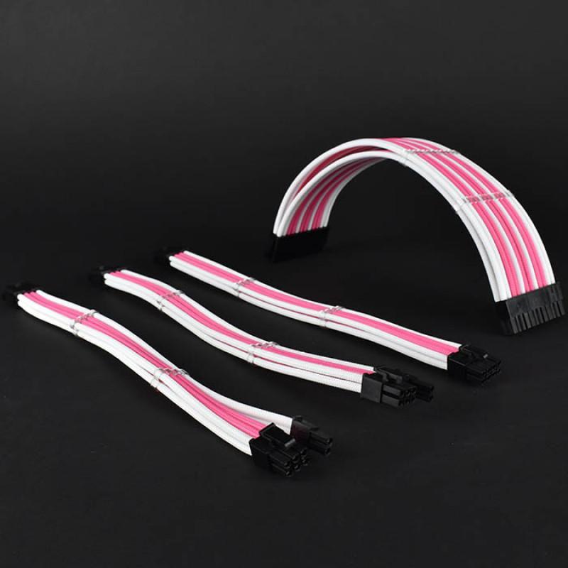 PC CABLE EXTENSION SLEEVES ORDINARY PINK/WHITE-SLEEVES-Makotek Computers
