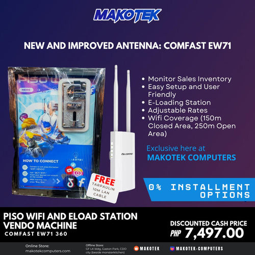 PISO WIFI AND ELOAD STATION VENDO MACHINE (COMFAST EW71 360) PACKAGE-WIFI VENDO-Makotek Computers