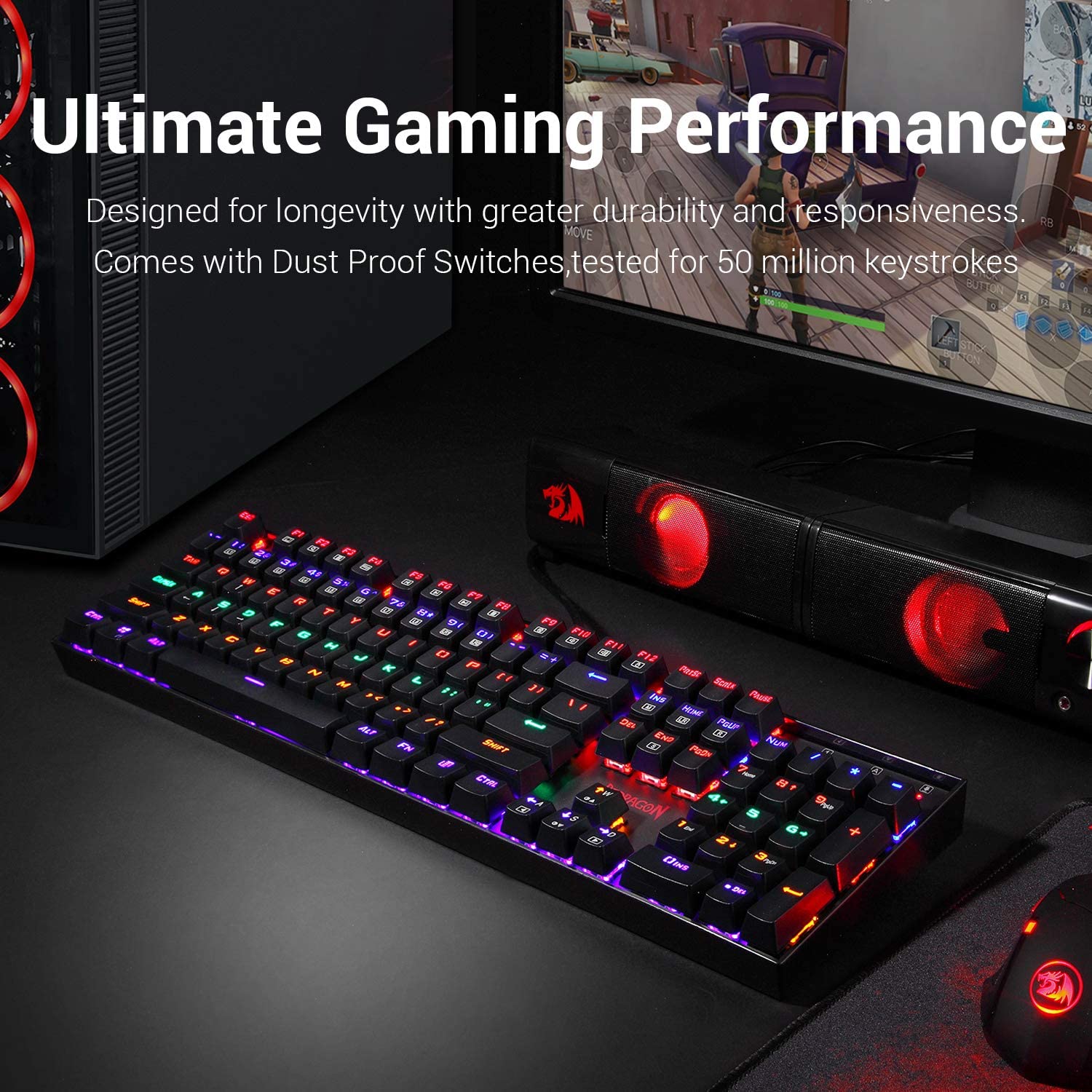 REDRAGON K551RGB-1 V2 MITRA RGB MECHANICAL GAMING KEYBOARD-Keyboard-Makotek Computers