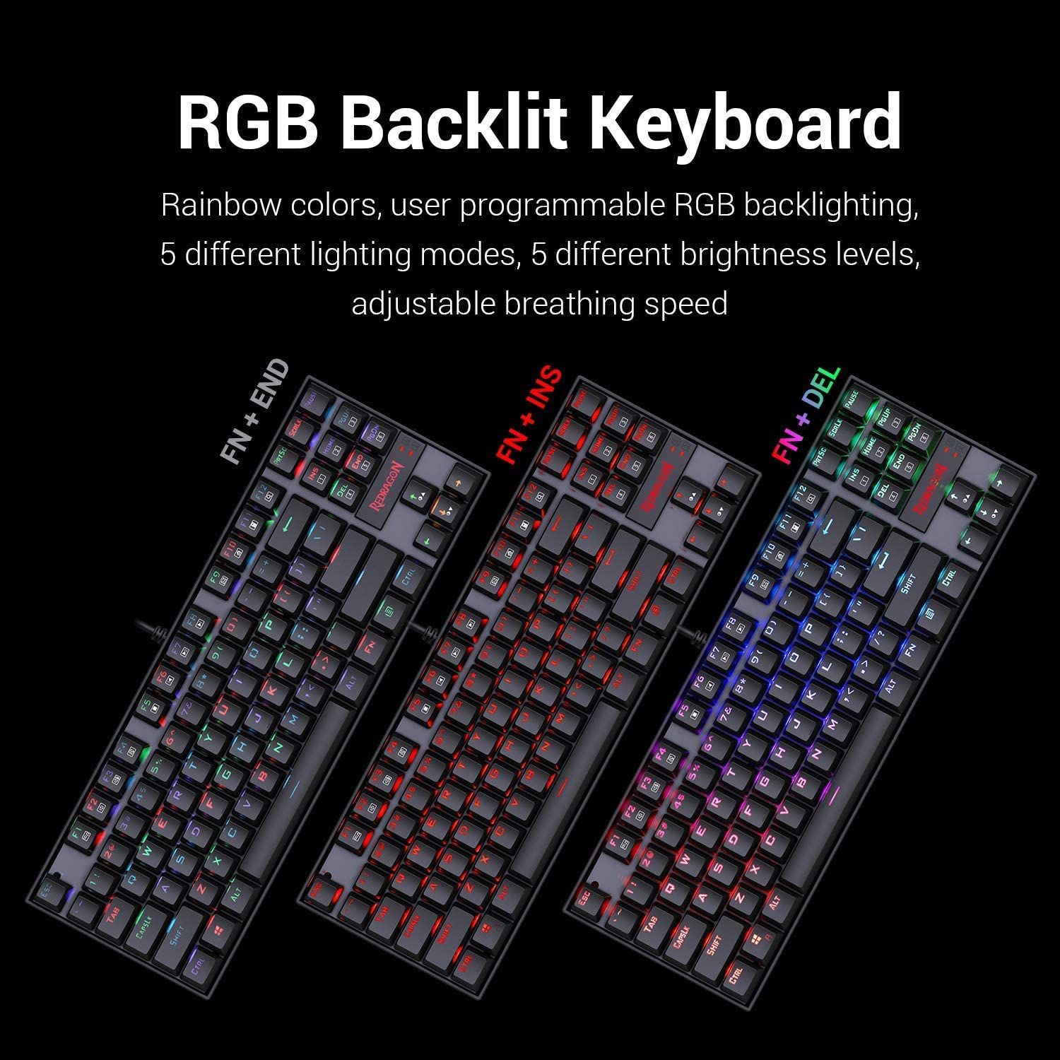 REDRAGON KUMARA BLACK K552RGB-1 MECHANICAL GAMING KEYBOARD-KEYBOARD-Makotek Computers