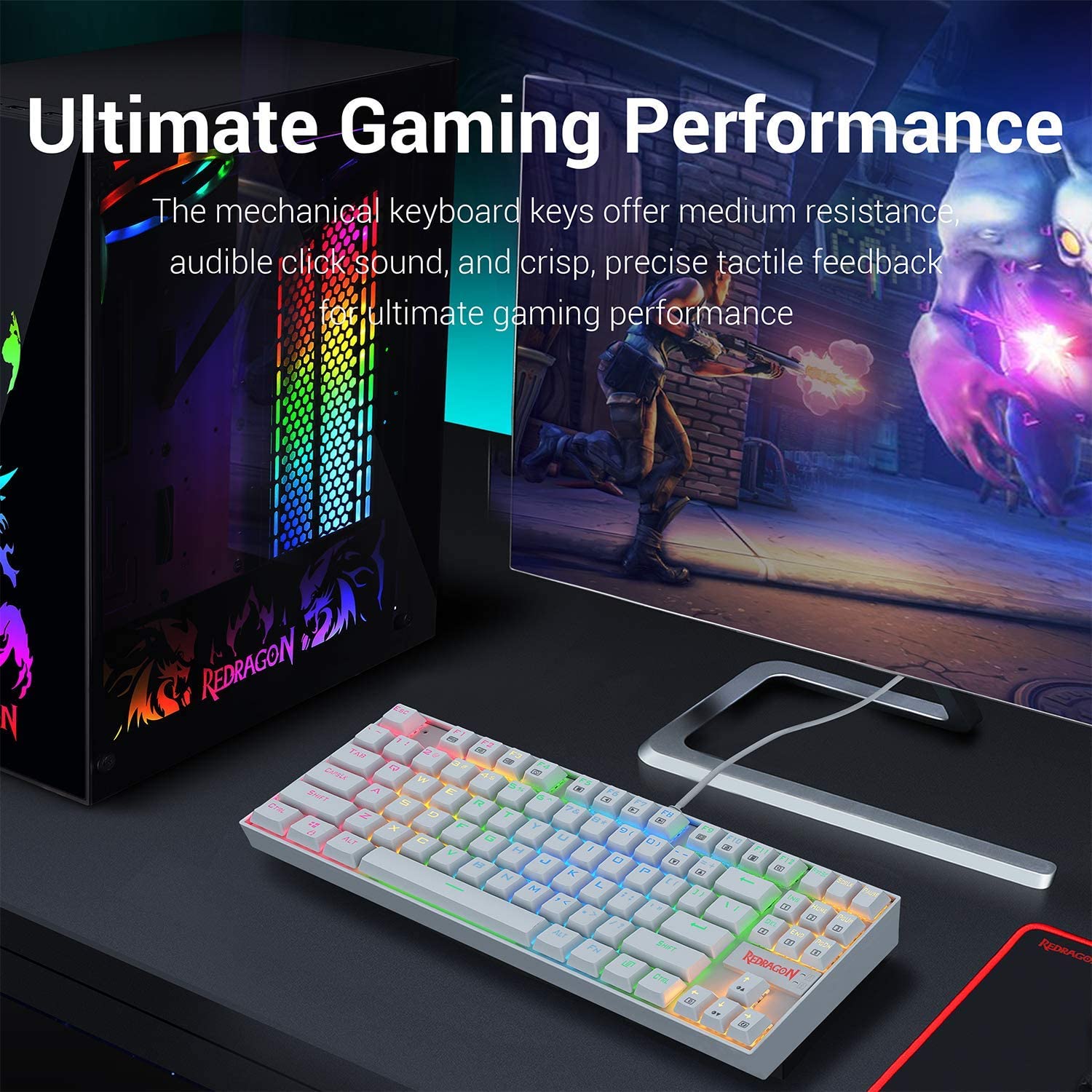 REDRAGON KUMARA WHITE K552W-RGB MECHANICAL GAMING KEYBOARD-KEYBOARD-Makotek Computers