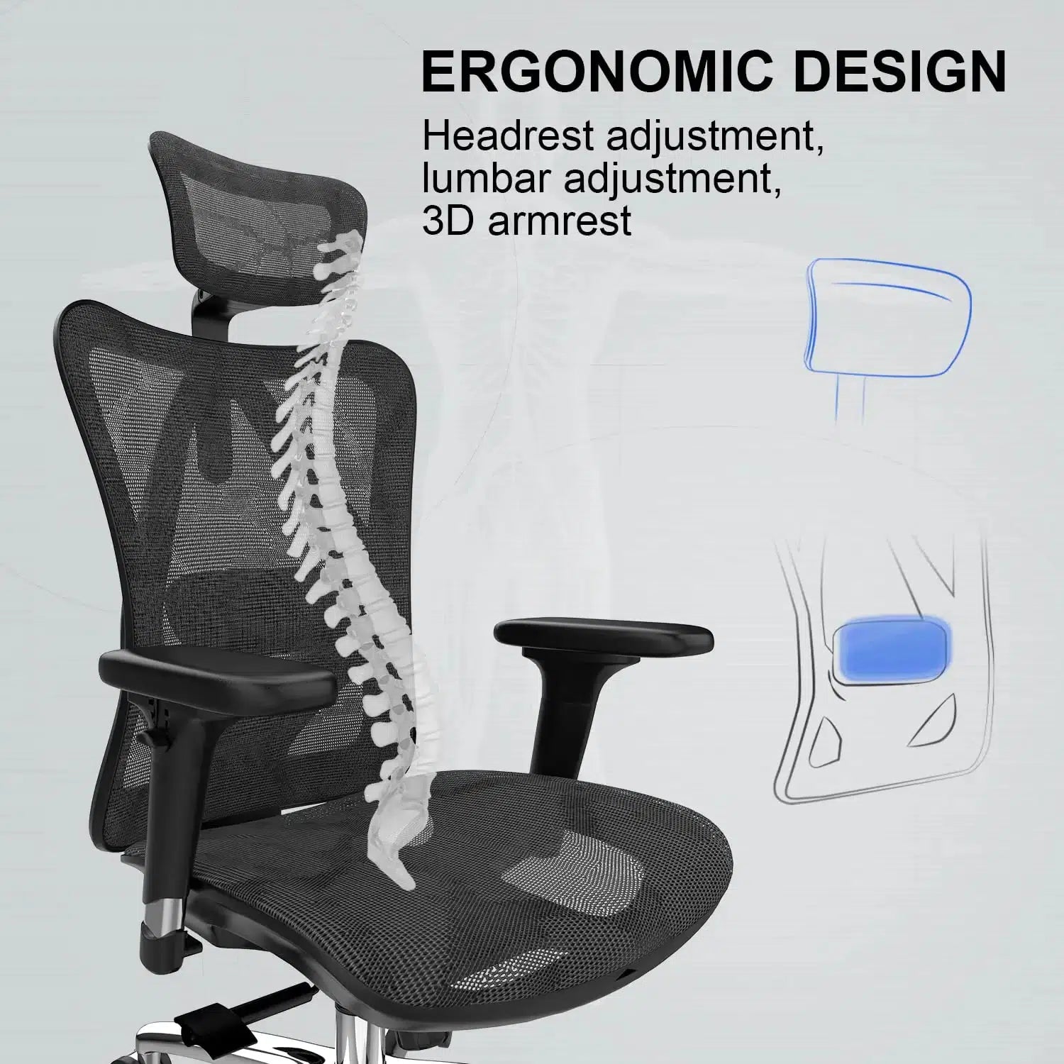 SIHOO M18 025 BLACK ERGONOMIC OFFICE CHAIR-CHAIR-Makotek Computers