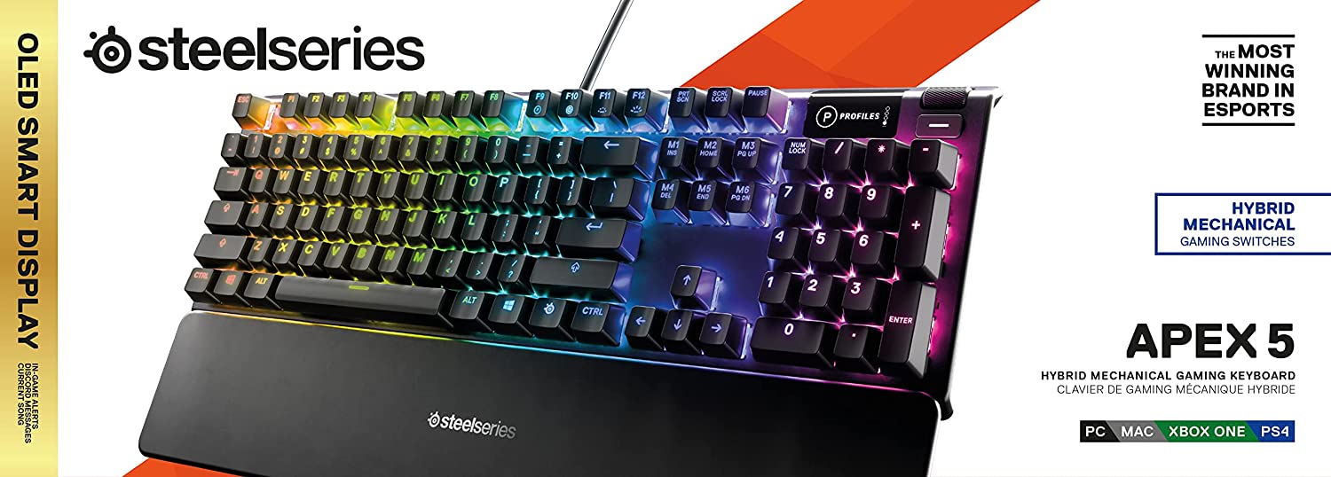 STEELSERIES 64532 APEX 5 (HYBRID MECHANICAL SWITCH) GAMING KEYBOARD-KEYBOARD-Makotek Computers
